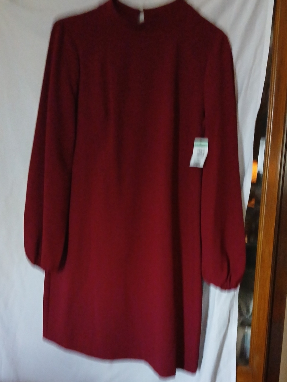 NWT Eliza J Women's Long Sleeve Burgundy Shift Dress